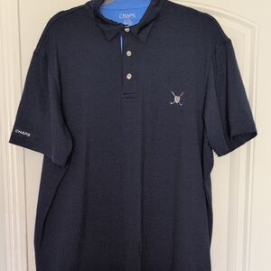 Chaps Navy Polo with Subtle Crest Embroidery